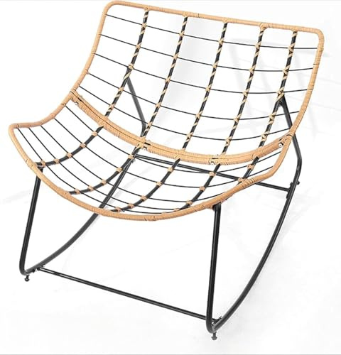 Moderna sedia a dondolo per adulti, struttura in metallo, grande supporto, elegante mobili da giardino per relax e comfort