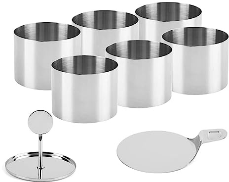 Iyalezirk 6 anillos de postre para moldes de horno, anillos para mousse, de acero inoxidable