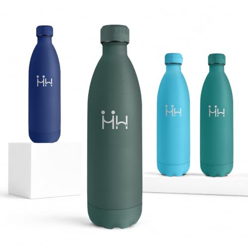 Gourde Isotherme 1L, Bouteille d'eau Acier Inoxydable, Étanche et Réutilisable, sans BPA, Bouteille Isotherme pour Randonnée, Course à Pied