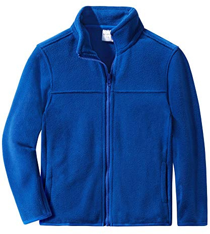 Spring&Gege Chaqueta de forro polar con cremallera completa para niños, uniforme escolar, chaquetas para exteriores, Azul real, 9-10 años