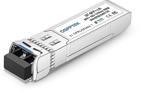 QSFPTEK 10G-LR SFP+ 10km Module, 10GBASE-LR Single-mode LC 10gbe Mini-GbicTransceiver for Juniper EX-SFP-10GE-LR/QFX-SFP-10GE-LR, Ubiquiti, Netgear, Zyxel, Qnap, Synology, D-Link (1310nm, 10km, DDM)