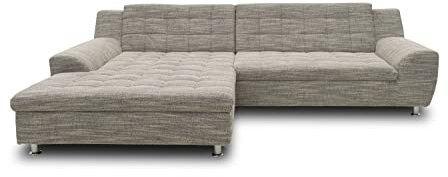 DOMO. collection Ecksofa Morton, Sofa in L-Form, Eckcouch aus Webstoff, Couch Garnitur, Polsermöbel, Polsterecke, 304 x 200 x 84 cm (BxTxH), weiß-grau