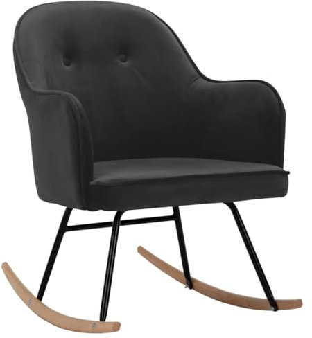 vidaXL Schaukelstuhl Schwingsessel Relaxstuhl Schwingstuhl Stuhl Polsterstuhl Wippstuhl Schaukelsessel Sessel Relaxsessel Dunkelgrau Samt