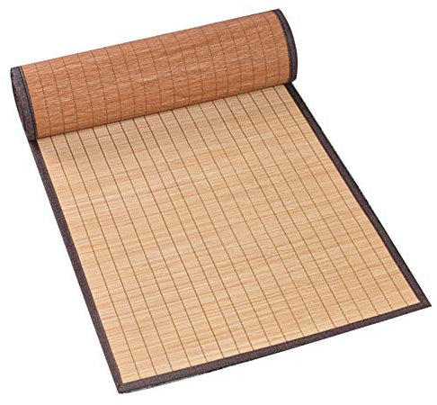 MMQGQ Natürlicher Bambus-tischläufer Mit Brauner Stoffgrenze, Einfache Handgewebe-wärmedämmtisch-matten, Waschbare Tischsets Für Esstisch-Tuch(Size:30×120cm)