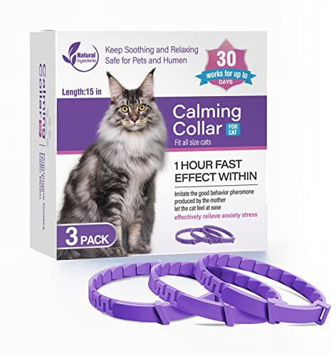 Beruhigendes Halsband für Katzen und Kätzchen, Pheromon-Halsband, effiziente Linderung, Angstzustände, Stress, Pheromone, beruhigend, entspannend, bequem, verstellbar, für kleine, mittelgroße und