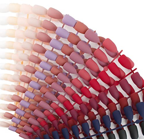 FLOFIA 336 Stk Falsche Nägel Mandel Fingernägel Kurz Spitz Künstliche Nagel Matt zum Aufkleben Madelform Vollabdeckung Kunstnägel Nagelspitzen DIY Press on Nails Einfarbig 14 Farben B