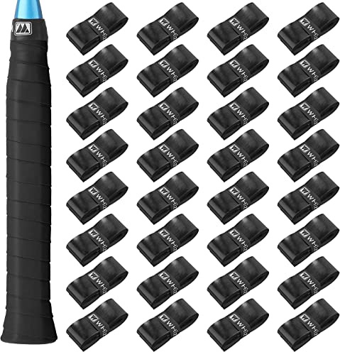 Jerify 24 Pieces Tennis Racket Grip Tape, Precut Tennis Overgrips Tape Badminton Racket Grips with Velvety Comfort for Anti Slip and Absorbent Grip(Black)