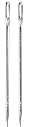 QUARKZMAN 2uds 4 Pulgada Tapicería Agujas Grandes Ojo Coser Agujas Inoxidable Acero Recto Mano Coser Agujas para Casa Mano Costura Cuero Tapiz Bordado Mechones Cincha Alfombra