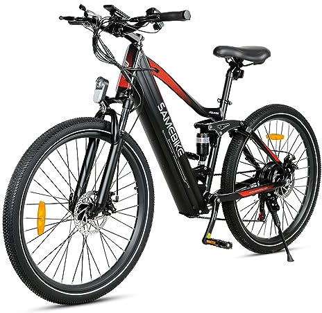 SAMEBIKE 26 Electric Bike for Adult, 48V 14Ah Battery, Ebike with Max Speed 25KM/H & Top Power 250W Motor, Dual Hydraulic Brakes, Full Suspension Bicycles with 7 Speed Gears