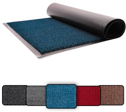 LOIBUYZ Washable Door Mats Indoor & Outdoor - Non-Slippery Heavy Duty - Barrier Mat Stylish & Large Rubber - Perfect Dust Grabbing Doormats Front Door Hall Kitchen (Blue, 60cm x 80cm)