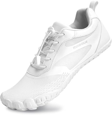 Zapatos descalzos para mujeres y hombres, zapatos para correr en senderos para deportes al aire libre, minimalistas, White, 40 EU