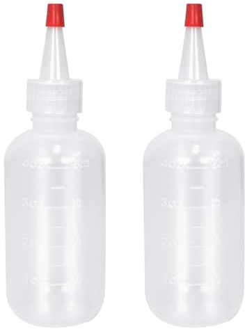 SGERUFZ Lot de 2pcs Flacon Applicateur Huile Cheveux Transparent, Peigne Applicateur, Bouteille de Compression Gradués en Plastique pour Salon de Coiffure, Peinture, l'Artisanat