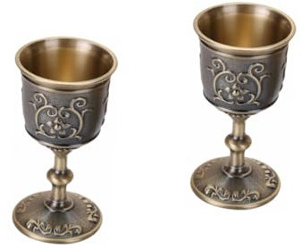 Garneck 2 Piezas vaso de de metal tazas vintage vasos cocktail copa de vino retro copa de vino portátil copas de vino minitaza cáliz de vino tinto de fiesta Aleación de zinc Golden