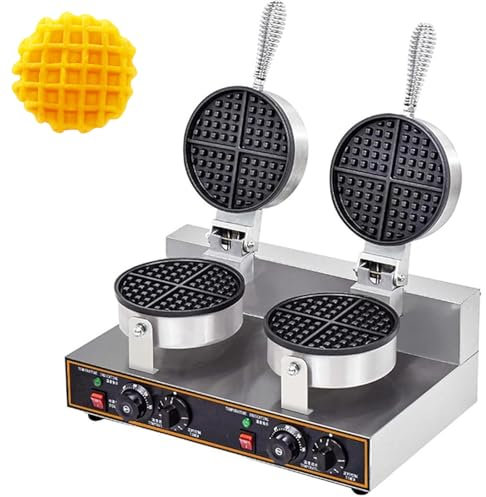 Gofrera y Plancha para Hacer gofres de 2,6 kw, gofrera Comercial con Revestimiento Antiadherente, con regulación de Temperatura, Temporizador, calefacción de Doble Cara, Mango Anti-escaldadura