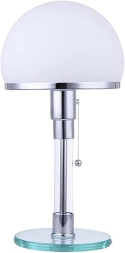 LED Des Light Inomhus arbetsbelysning Modern designerstil polerad krom & vit glasbordslampa, E27 Bauhaus-lampa, läslampa vid sängkanten i sovrummet