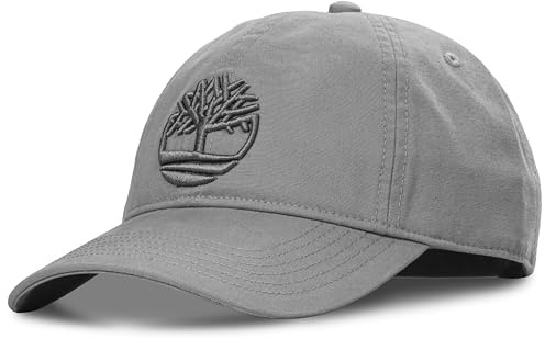 Timberland Soundview Gray Baseball Cap for Boys 7-14, Cotton Canvas, Adjustable, Lightweight & Durable, One Size