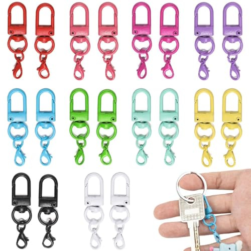 COYUN 20 Pezzi Chiusure a Moschettone Girevoli, Moschettoni Colorati, Clip per Portachiavi, Moschettone Girevole in Metallo, Ganci per Portachiavi, per Chiavi, Accessori Fai da Te, Borse, Artigianato