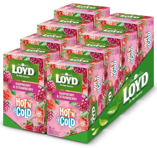 LOYD - Hot'N Cold Erdbeere & Himbeere - 8er Pack - 8x15 Einzelverpackte Teebeutel, Tee zum Kalt- und Warmtrinken, Sommerlicher Ice Tea, Aromatisiertes Kalter Tee, mit Natürlichen Zutaten, Cold Brew