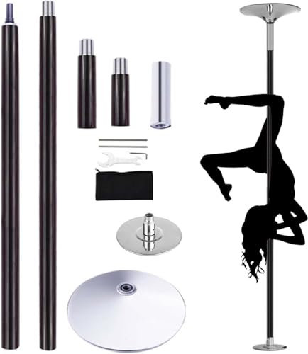 AVLLSO Barre de Pôle Dance Kit de pôle Stripper Rose, Pratique Fitness Pole pour Exercise Home Club Gym, Pôle en Acier Inoxydable de 45mm, Charge 440 Lbs(Black,3.2M-3.4M/10.5ft-11ft)