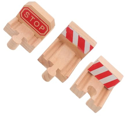 FUNNETOYU Holzeisenbahnschienen Zubehör 3 Stück Stopgleis Aus Robustem Holz Für Flexible Streckenerweiterung Und Kindgerechtes Spielen