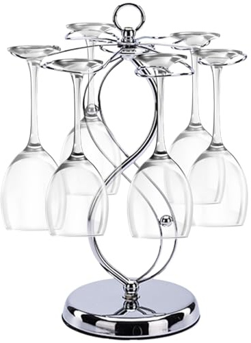 Gcroet vinglashållare 8-formade kreativa metallvinställ bänkskiva med 6 krokar pläterade polerade stabila dekorativa glasställ för bar klubb kök..