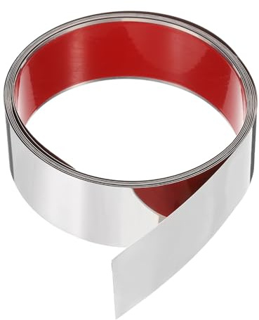 QUARKZMAN 3 m x 50mm Modanatura Autoadesiva, Modanatura Adesiva in Acciaio Inox Profilato Finitura a Specchio Modanature per Pareti Soffitti Pavimenti Mobili Bordo, Specchio Argento
