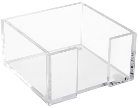 Caja de notas adhesivas de gran tamaño compacto transparente con organizador de notas adhesivas esencial para ahorrar espacio