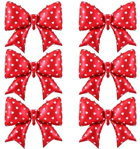6 Pezzi Palloncini a Nastro Rosso per Compleanno, Palloncino XXL a Nastro, Palloncino in Mylar per Decorazione di Compleanno, Matrimonio, Baby Shower e Addio al Nubilato – Decorazione da Principessa