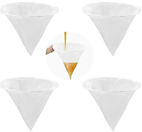4 Stück Honigfilter, Imkerei Sieb Honig Filter aus Nylon mit Metall Kreis Kegelförmiger Honigfilter Werkzeug für Honigverarbeitung/Extraktion und Filter