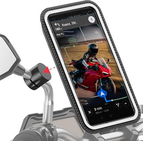 SHAPEHEART Innovazione francese,Porta cellulare scooter moto PRO con tasca magnetica,Rotazione di 360°Anti Vibrazione,Porta telefono scooter per specchietto retrovisore,Supporto cellulare Impermeabile