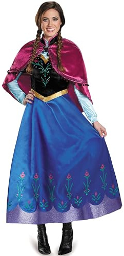YOSICIL Costume Principessa Anna Donne Abito Anna con Capo Rosa Holloween Cosplay Carnevale Presepe Festa di Compleanno, Ricamo