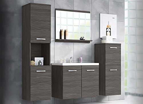 DecoInParis Ensemble Meubles Salle de Bain Design Suspendu - Wengé Alby