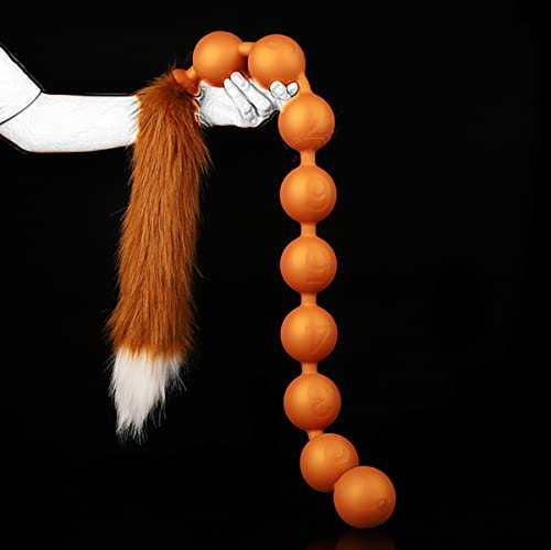JFRong Silikon Analperle anal Kugel mit Fuchs schwanz,Anus ball Analplugs Buttplugs Paaren Cosplay SM Anal Vaginaltoys Analkugeln Analdildos Sexspielzeug für Männer Frauen Paar(Golden-S)