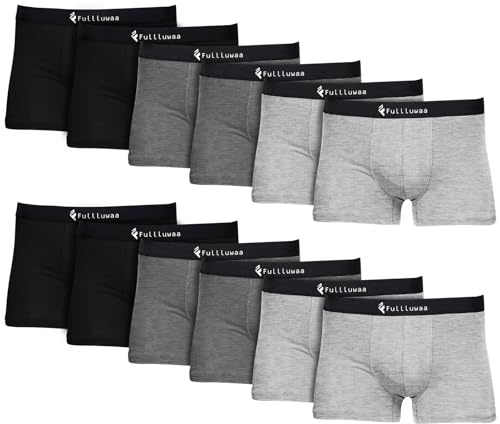 Fullluwaa Men's Boxer Shorts, Pack of 12 - Business Men, Retro Shorts, Men, Cotton Underwear, Soft and Perfect Fit (Without Scratching Patch)