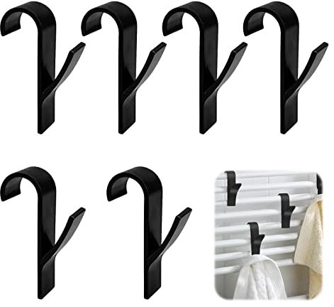 Esteopt Lot de 6 Crochets Ronds pour Salle de Bain - Porte-Serviettes pour Radiateur et Cuisine - Noir