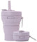 UNNESTAR Silicone Coffee Mug Collapsible Cups for Camping Folding Travel with Straw Reusable Portable Drinking Cups Outdoor Hiking 450ml (Purple-450ml, 1)