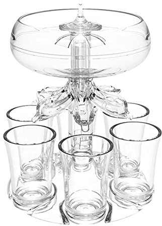 Schnapsspender mit Gläsern, transparenter Getränkespender mit 6 Schnapsgläsern – Game Schnapsglas-Spender, Acryl, berührungsloser Schnapsausgießer für Saft, Spirituosen, Apfelwein, Whiskey, Cocktail