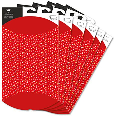 Clairefontaine 618007C - 6 bolsas de regalo plegables de gran formato, 30 x 40 cm, diseño de corazones, caja de almohada