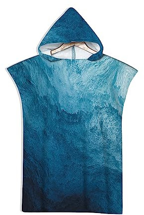 Rowjoy Strandtücher Microfaser, Ozean Tier Drucken Strandtuch, Blau Unterwasser Welt Strandtuch mit Kapuze, Handtuch Poncho Schnell Trocknender Bademantel für Erwachsene Kinder (Blue-75x110cm)