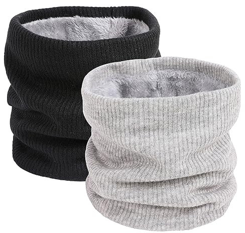 I Kua Fly Loop Schal Damen Herren Thermal Fleece Schlauchschal Winter Neckwarmer Herren Halstuch Winddicht Sportschal Halswärmer für Fahrrad Motorrad Skifahren (Schwarz+Hellgrau)