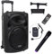 DYNASONIC - Dynapro 12' (neueste Generation) Tragbarer Lautsprecher Professionelles Audio System Leistung 700W - USB Bluetooth FM Radio Mikrofone, Schwarz - 4-5h Batterielaufzeit