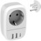Kethant Adaptador Enchufe Europeo a Americano, Adaptador Enchufe USA con 2 USB y 1 USB-C, Adaptador Enchufe EEUU para Americano Canada Mexico Colombia Tailandia, Perú, Tipo B