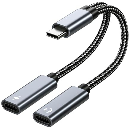 MMOBIEL Dual USB-C Splitter Kopfhörer Adapter und Laden 32 Bit / 60W 2-in-1 Splitter USB-C auf USB Typ-C Mikrofon Audio Adapter mit Schnellladung für iPhone 17 16 15, iPad Air/Pro, Galaxy S25 S24 S23