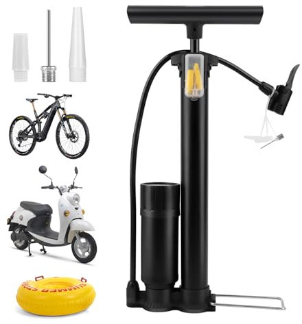 MXTIMWAN Fahrradpumpe alle Ventile,Luftpumpe Fahrrad Französisches Ventil mit 160 PSI Manometer,Standluftpumpe Fahrrad Pumpe Luft,mit Presta und Schrader Reifenpumpe,Multifunktionale Luftpumpe