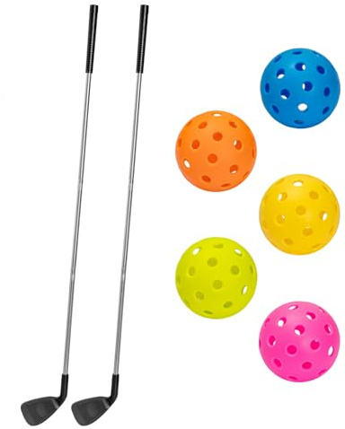 SJEhome Backyard Game Golf 2 Clubs and 5 Balls - Suitable for 9/6/3 Hole Backyard Practice - Indoor/Outdoor Golf Gifts