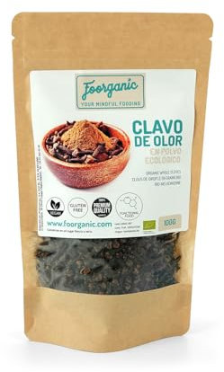 FOORGANICClavo de Olor Ecológico en Grano Foorganic 100g | Especia Natural |Sin Aditivos | Producido en España | Vegano y Aromático