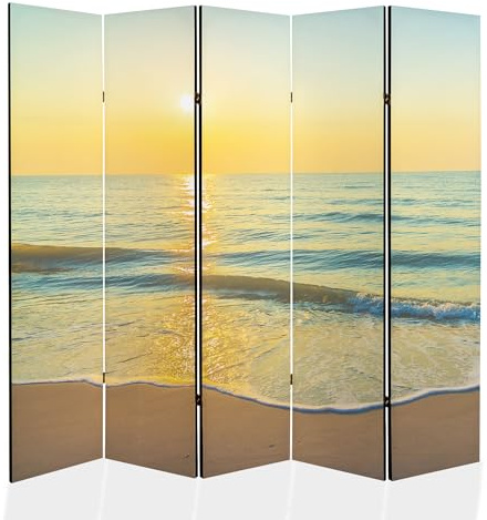 Inramat koncept – Paravent rumsavdelare trä 225 x 172 cm, 5 delar på båda sidor, insynsskydd