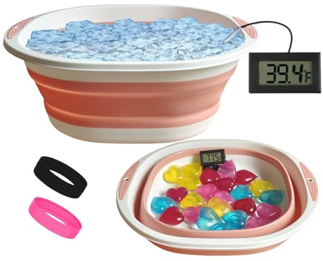 Face Bowl for Ice Bath, Cold Face Plunge Bowl Kit, Foldable Bowl for Face Ice Bath with Reusable Cubes, Portable Cold Plunge Face Bowl, Ice Bowl for Face Cold Plunge Chiller (Light Pink)