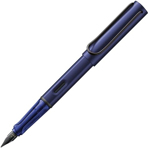 Lamy AL-star dark dusk Füller – Füllhalter mit ergonomischem Griff & polierter Stahlfeder in Strichbreite F – leichtes Aluminiumgehäuse – inkl. Tintenpatrone T 10 blau – Rechtshänder