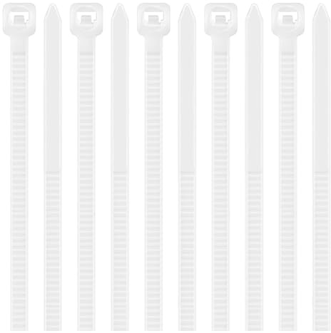 100 Pack Cable Ties White, 6 inch Zip Ties, 3.6mm x 150mm Tidy Wires Long 40lbs Tensile Strength with UV Resistant, Nylon Plastic Self Locking Large Heavy Duty Cable Wrap for Home Workshop and Garden